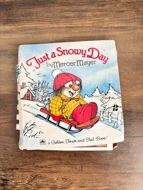VINTAGE Just a Snowy Day by Mercer Mayer Golden Touch and Feel Book 1983 Critter